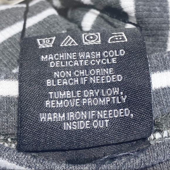 OHCONCEPT rib boat neck on/off shoulder mini dress gray & white stripe M - Picture 7 of 8